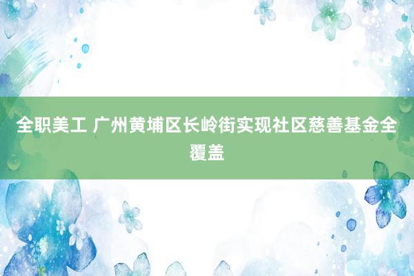 全职美工 广州黄埔区长岭街实现社区慈善基金全覆盖