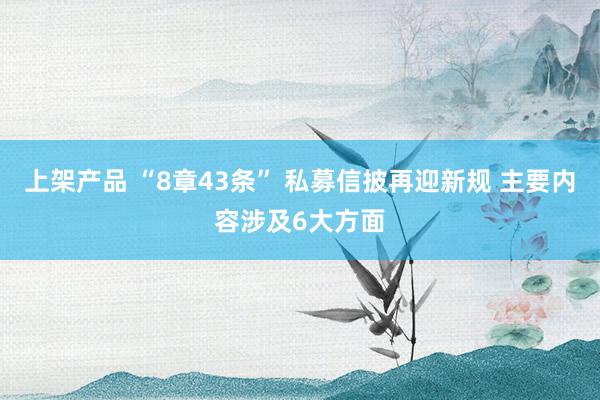 上架产品 “8章43条” 私募信披再迎新规 主要内容涉及6大方面