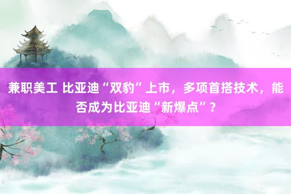 兼职美工 比亚迪“双豹”上市，多项首搭技术，能否成为比亚迪“新爆点”？