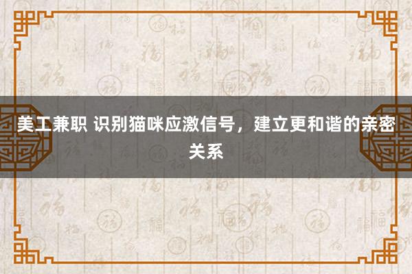 美工兼职 识别猫咪应激信号，建立更和谐的亲密关系